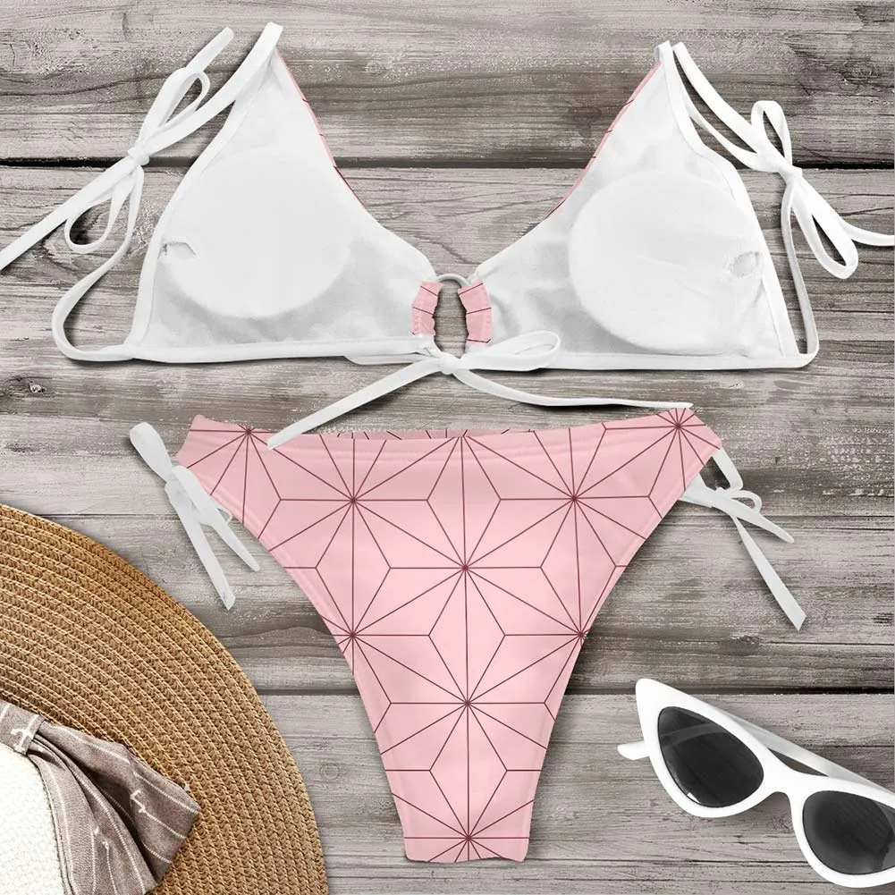 Demon Slayer Kamado Nezuko Bikni Swimsuit Two Pieces Set Cosplay Costume Outfits Halloween Carnival Suit