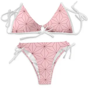 Demon Slayer Kamado Nezuko Bikni Swimsuit Two Pieces Set Cosplay Costume Outfits Halloween Carnival Suit