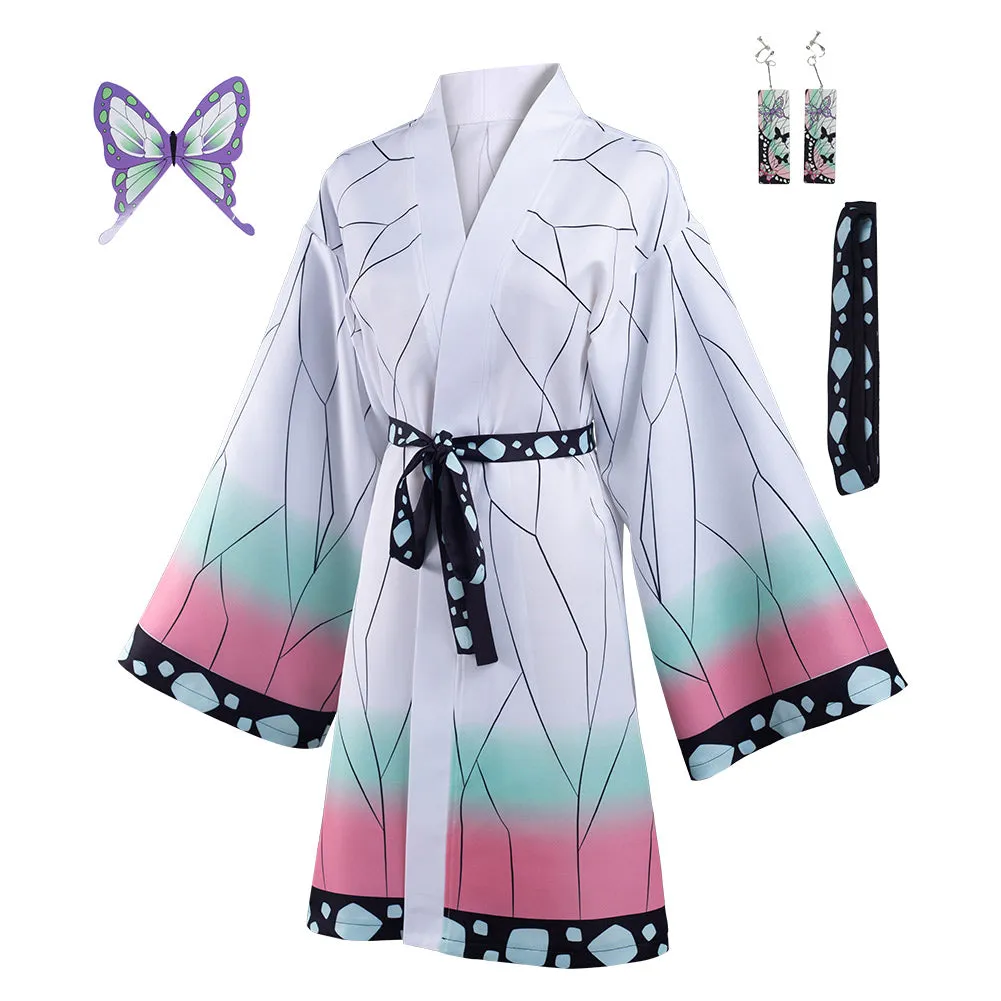 Demon Slayer Kimetsu no Yaiba Kochou Shinobu Cosplay Costume Cloak Earings Belt Outfits Halloween Carnival Suit