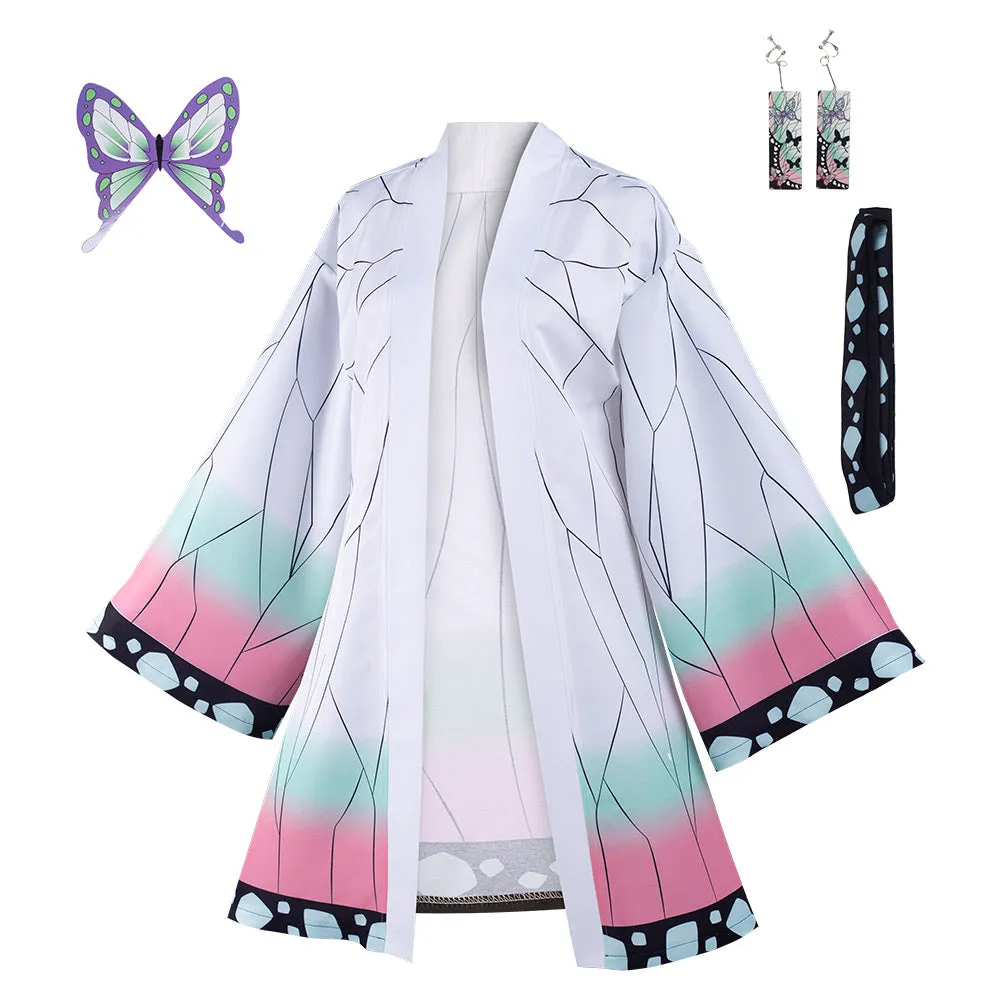 Demon Slayer Kimetsu no Yaiba Kochou Shinobu Cosplay Costume Cloak Earings Belt Outfits Halloween Carnival Suit