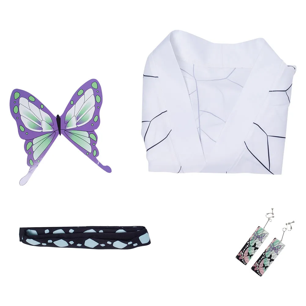 Demon Slayer Kimetsu no Yaiba Kochou Shinobu Cosplay Costume Cloak Earings Belt Outfits Halloween Carnival Suit