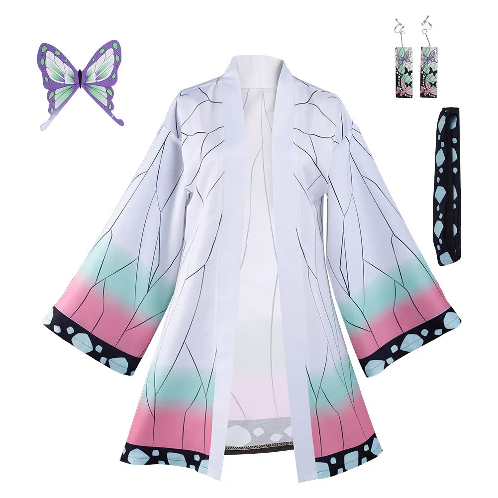 Demon Slayer Kimetsu no Yaiba Kochou Shinobu Cosplay Costume Cloak Earings Belt Outfits Halloween Carnival Suit
