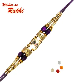 Designer Crystal Embedded Purple color Rakhi