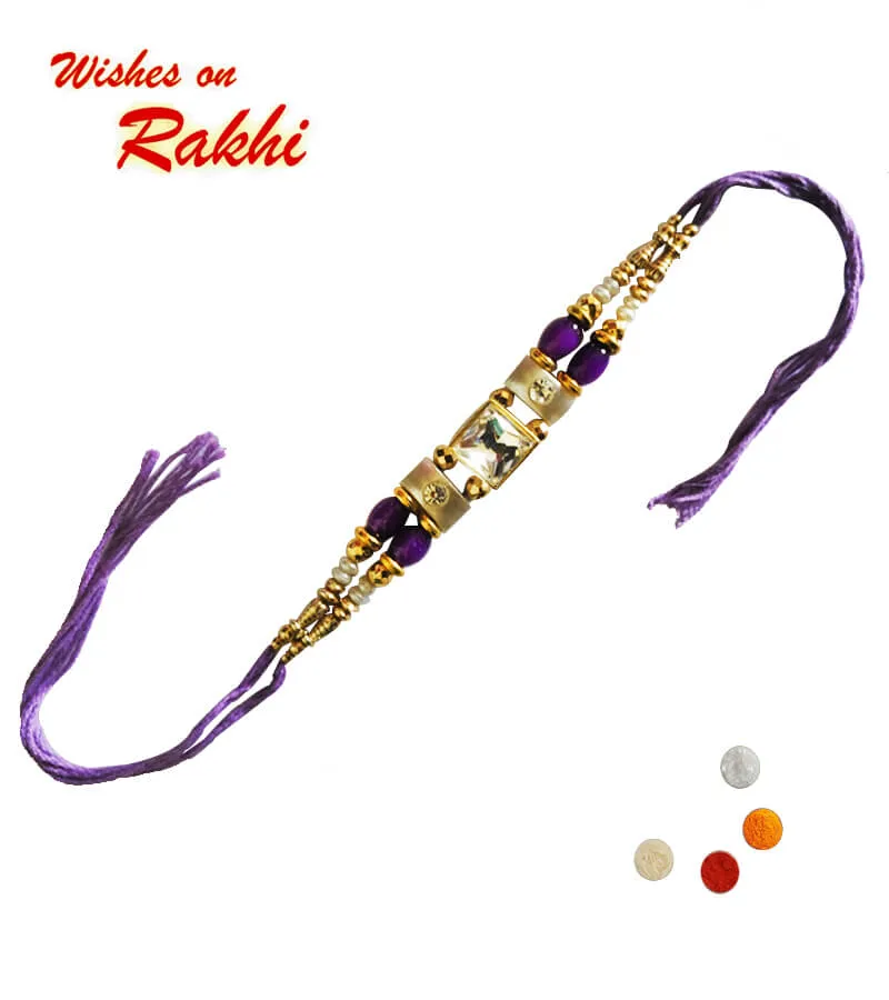 Designer Crystal Embedded Purple color Rakhi
