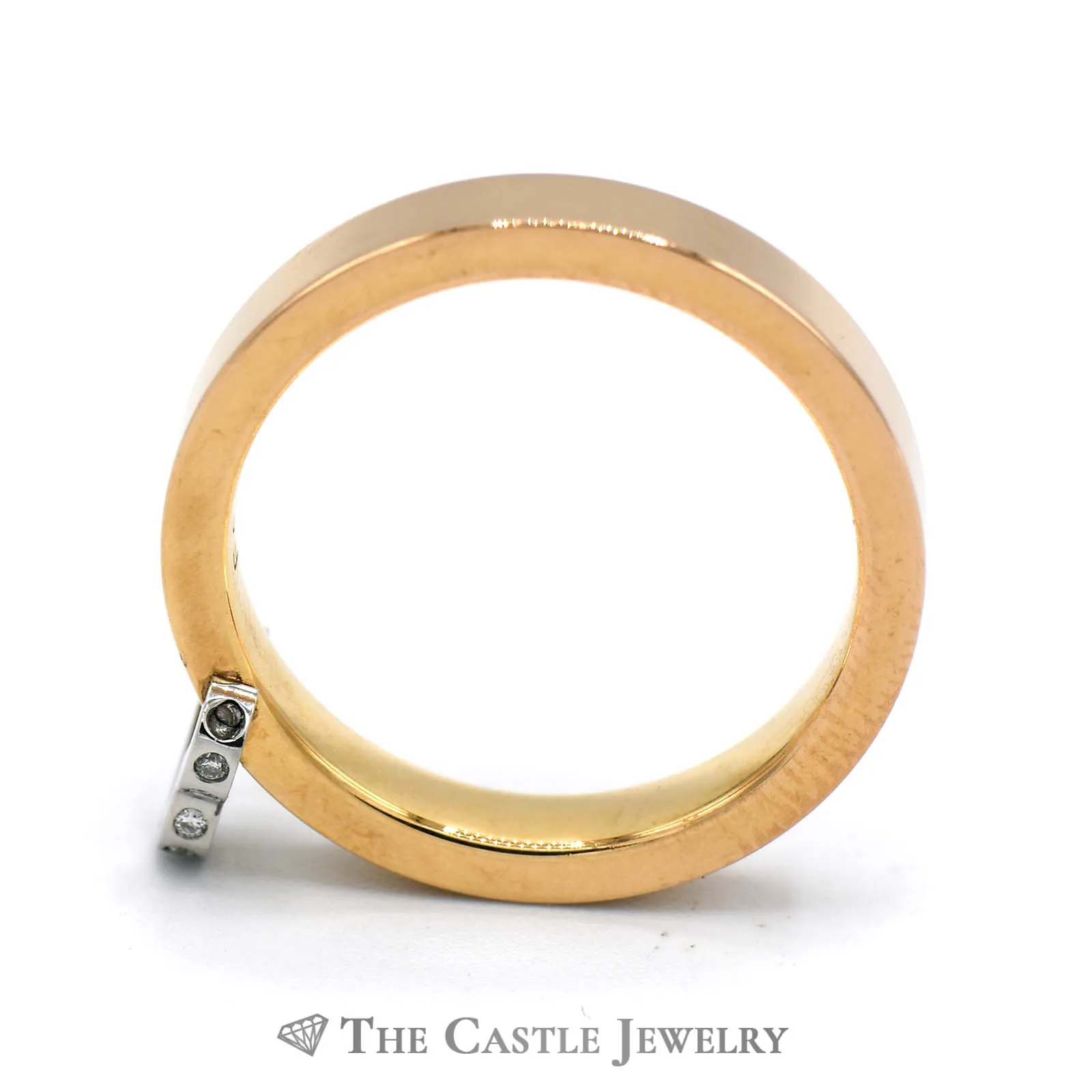 Designer Escada Flat Edge Ring & Matching Earrings with Platinum Diamond Heart Dangle in 18k Rose Gold
