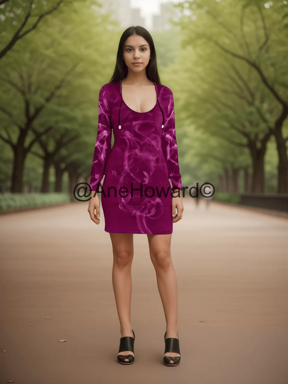 Designer Hoodie Dress Pink Smoke