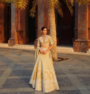Designer Mint Yellow Lehenga Skirt Bridal Dress #BN1138
