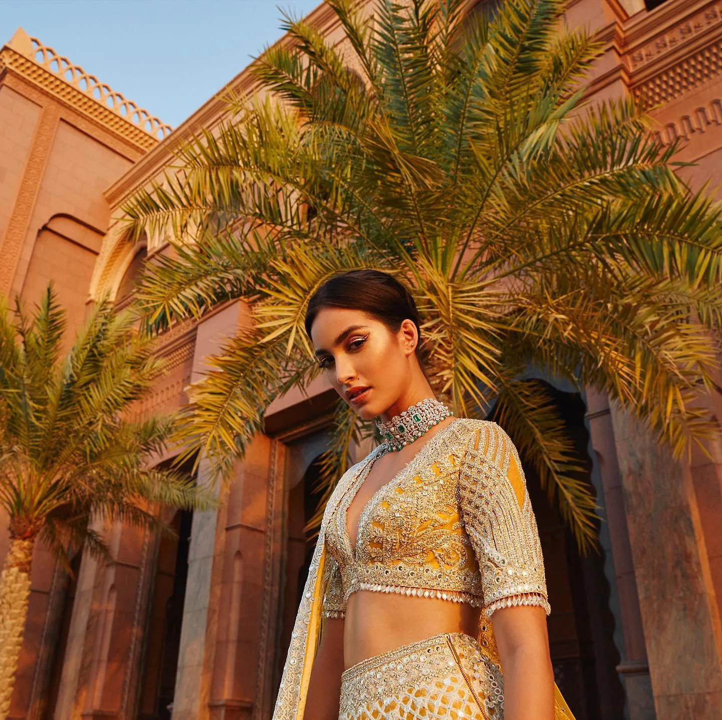 Designer Mint Yellow Lehenga Skirt Bridal Dress #BN1138