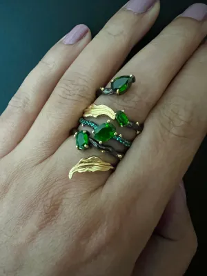 Designer Pure Silver Chrome Diopside Ring