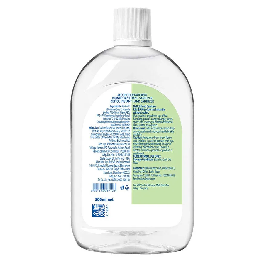 Dettol alcohol based Instant Hand Sanitizer - 500ml refill bottle
