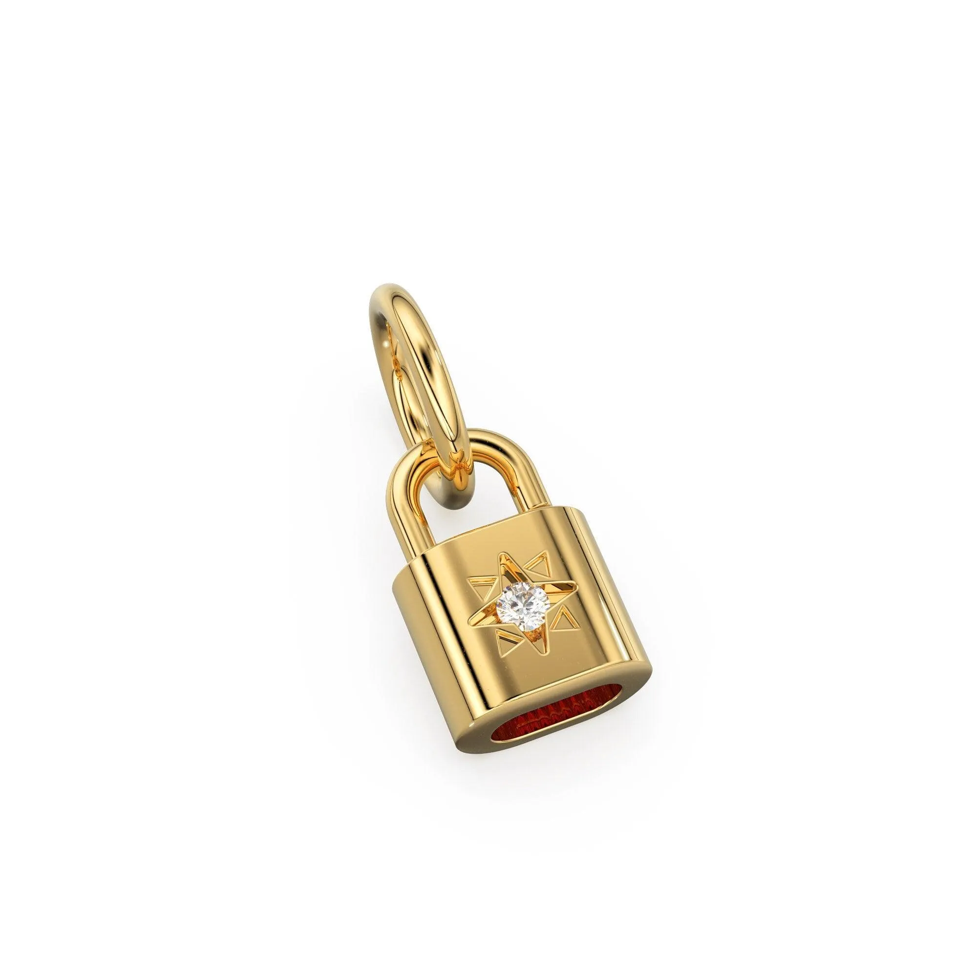 Diamond Pave Solid Gold Pad Lock Charm Pendant / 14k 18k Solid Gold Pendant / Padlock Pendant / Padlock Travel Gold Jewelry for Him Her