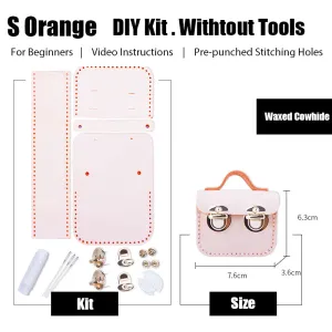 DIY Leather AirPods Case Kits DIY Leather Mini Satchel Bag Kit DIY Orange Waxed Leather Projects DIY Leather Pouch Kit