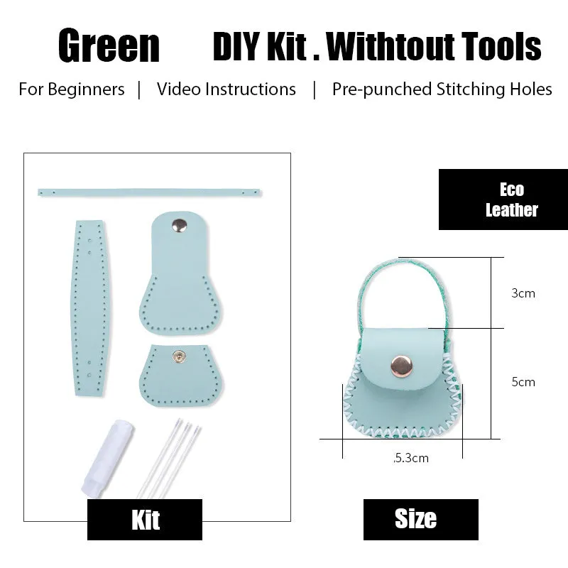 DIY Leather Coin Pouch Kits DIY Leather Mini HandBag Kit DIY Black Leather Projects DIY Leather Pouch Kit