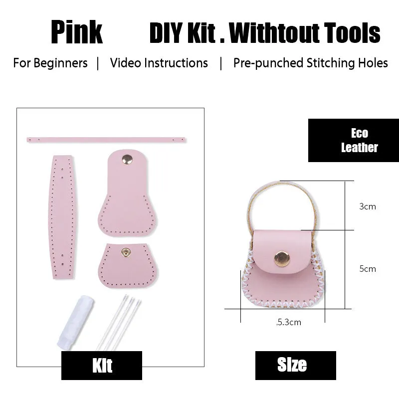 DIY Leather Coin Pouch Kits DIY Leather Mini HandBag Kit DIY Black Leather Projects DIY Leather Pouch Kit