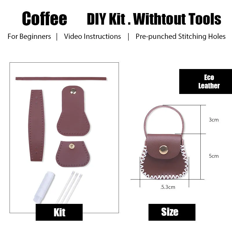 DIY Leather Coin Pouch Kits DIY Leather Mini HandBag Kit DIY Black Leather Projects DIY Leather Pouch Kit