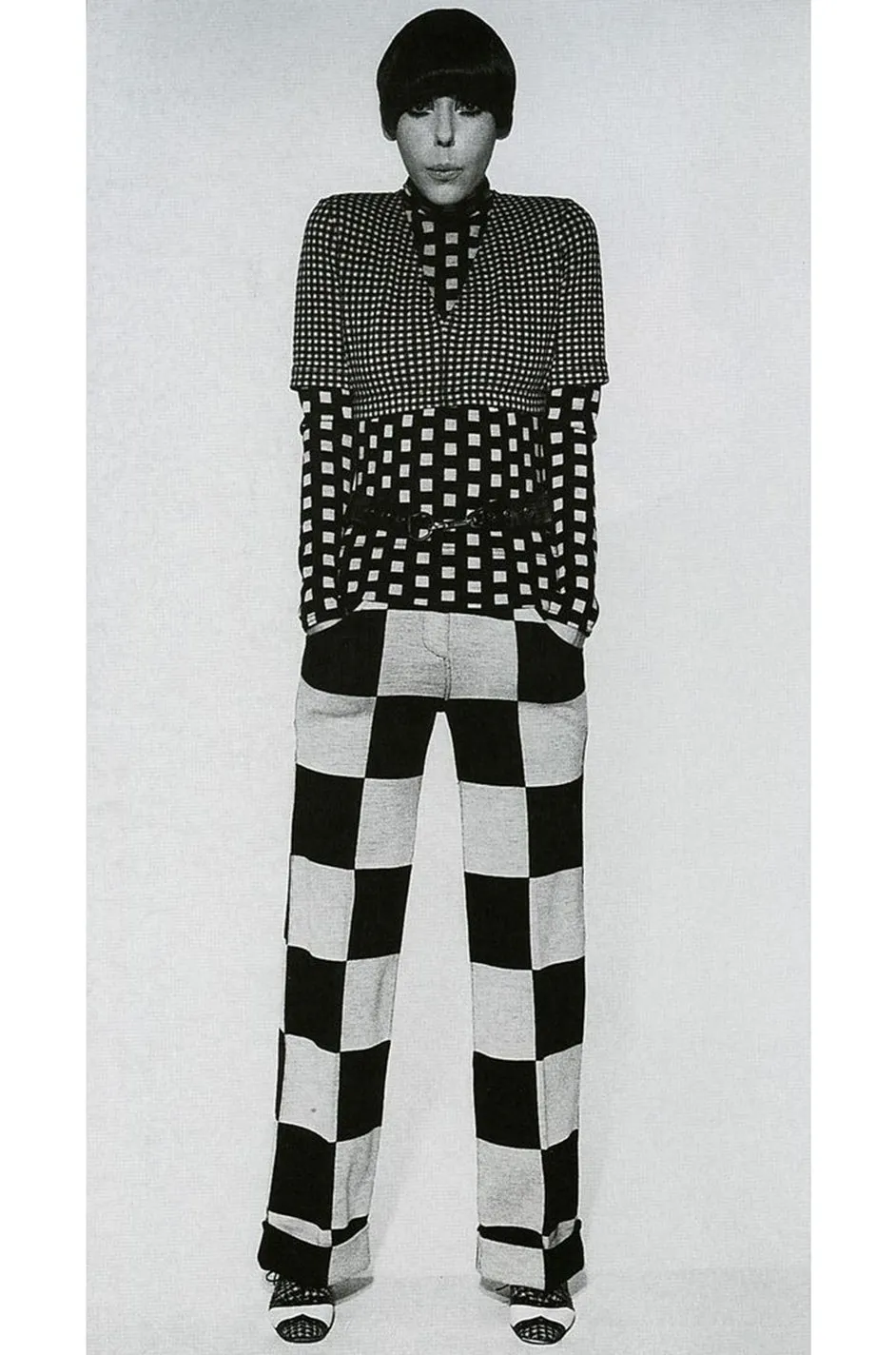 Documented 1971 Rudi Gernreich Red & Navy Check Dress w Belt