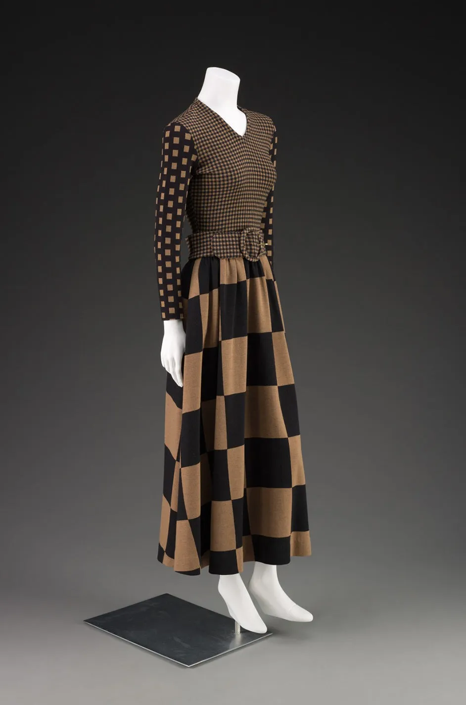 Documented 1971 Rudi Gernreich Red & Navy Check Dress w Belt