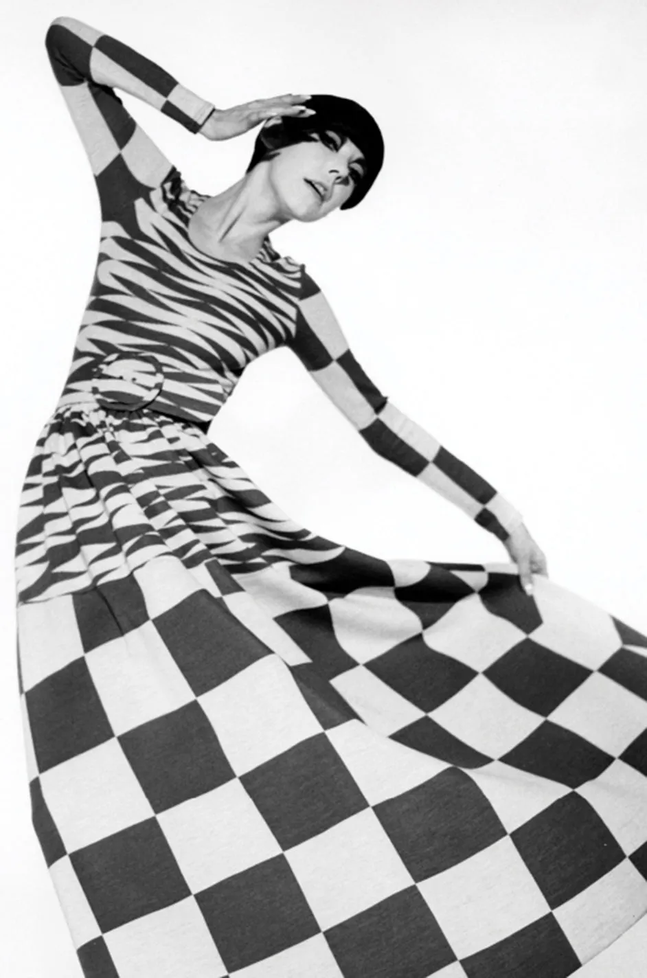 Documented 1971 Rudi Gernreich Red & Navy Check Dress w Belt