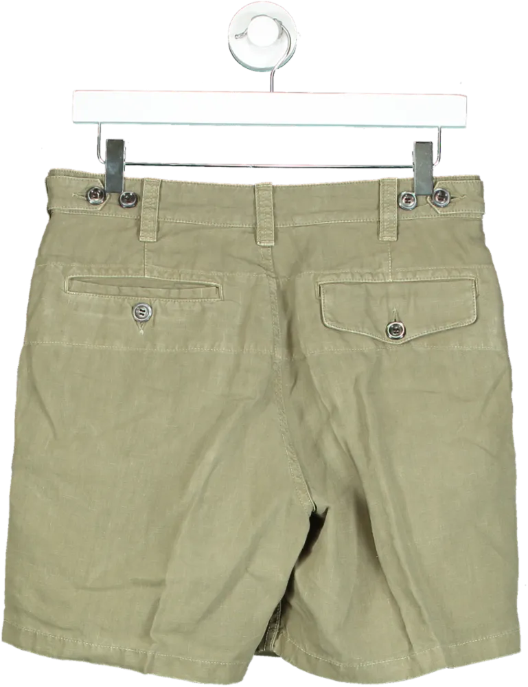 Drake's Olive Green Linen Shorts UK W30