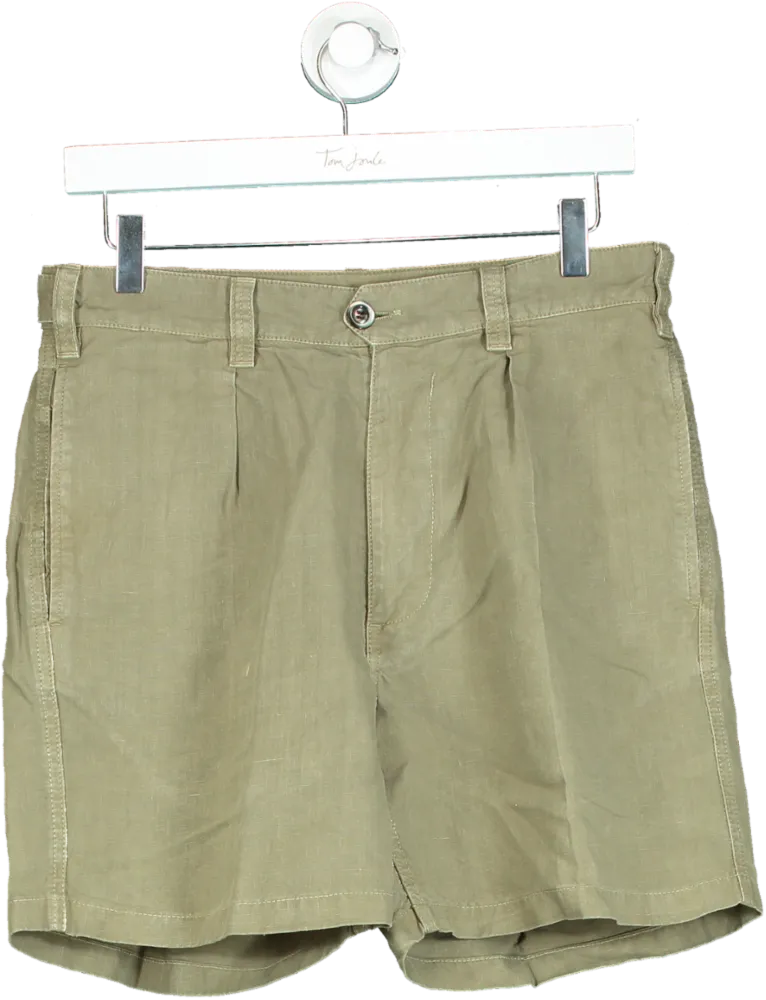 Drake's Olive Green Linen Shorts UK W30