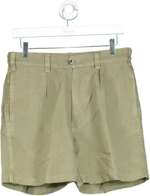Drake's Olive Green Linen Shorts UK W30
