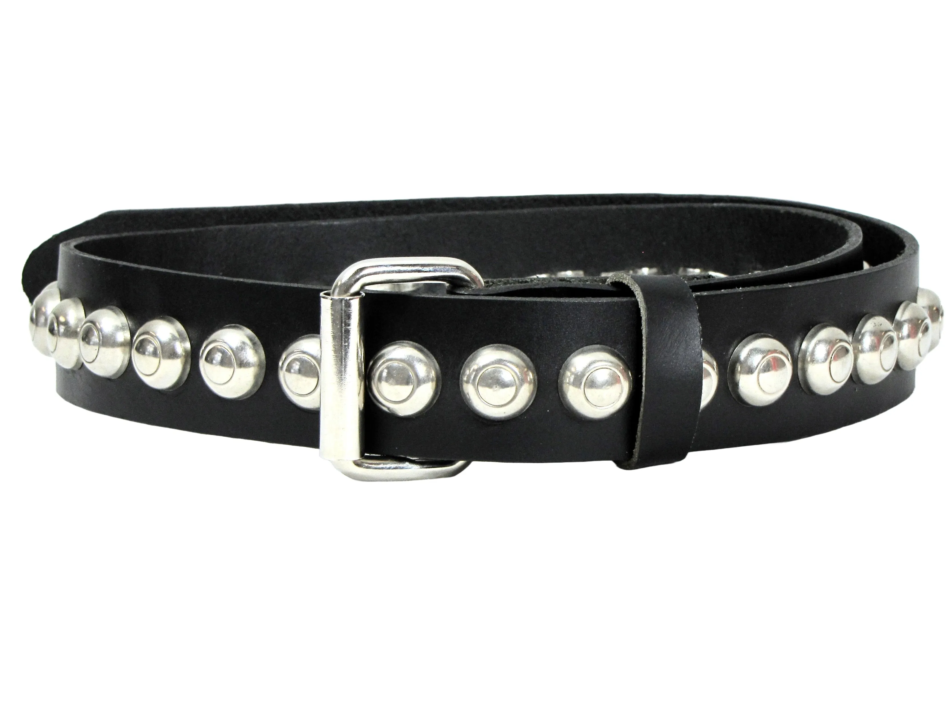 DS213 - 1 1/2" Black Leather Belt w/ Dome Studs