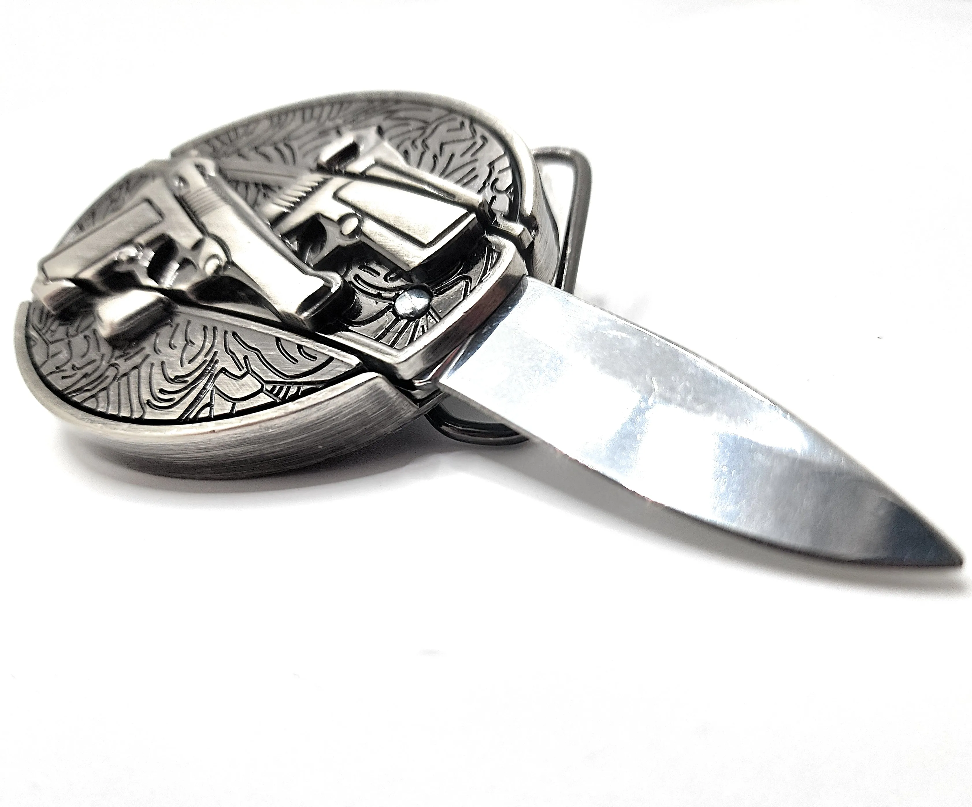 Dual 1911 Pistols Folding Knife Belt Buckle