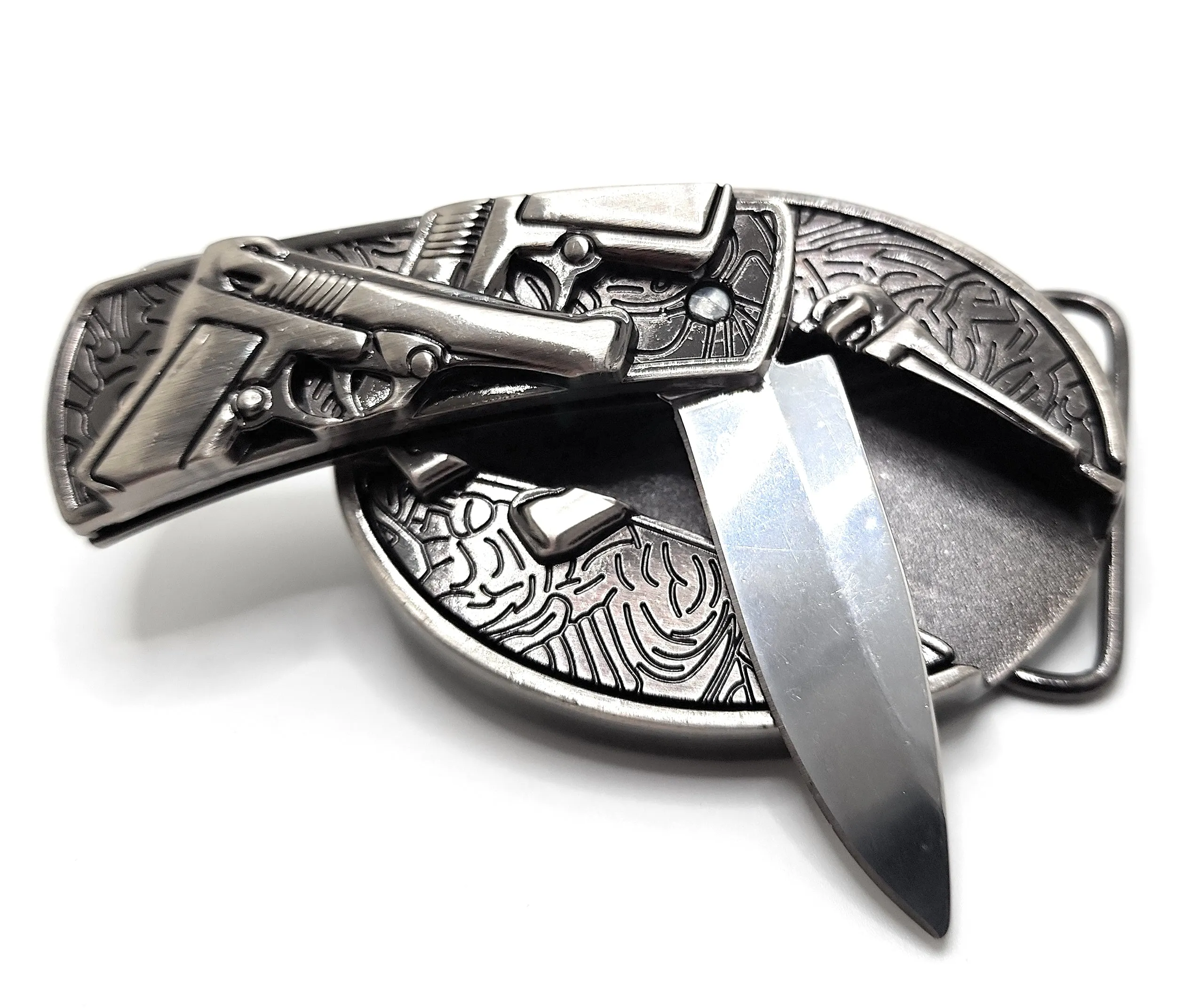 Dual 1911 Pistols Folding Knife Belt Buckle