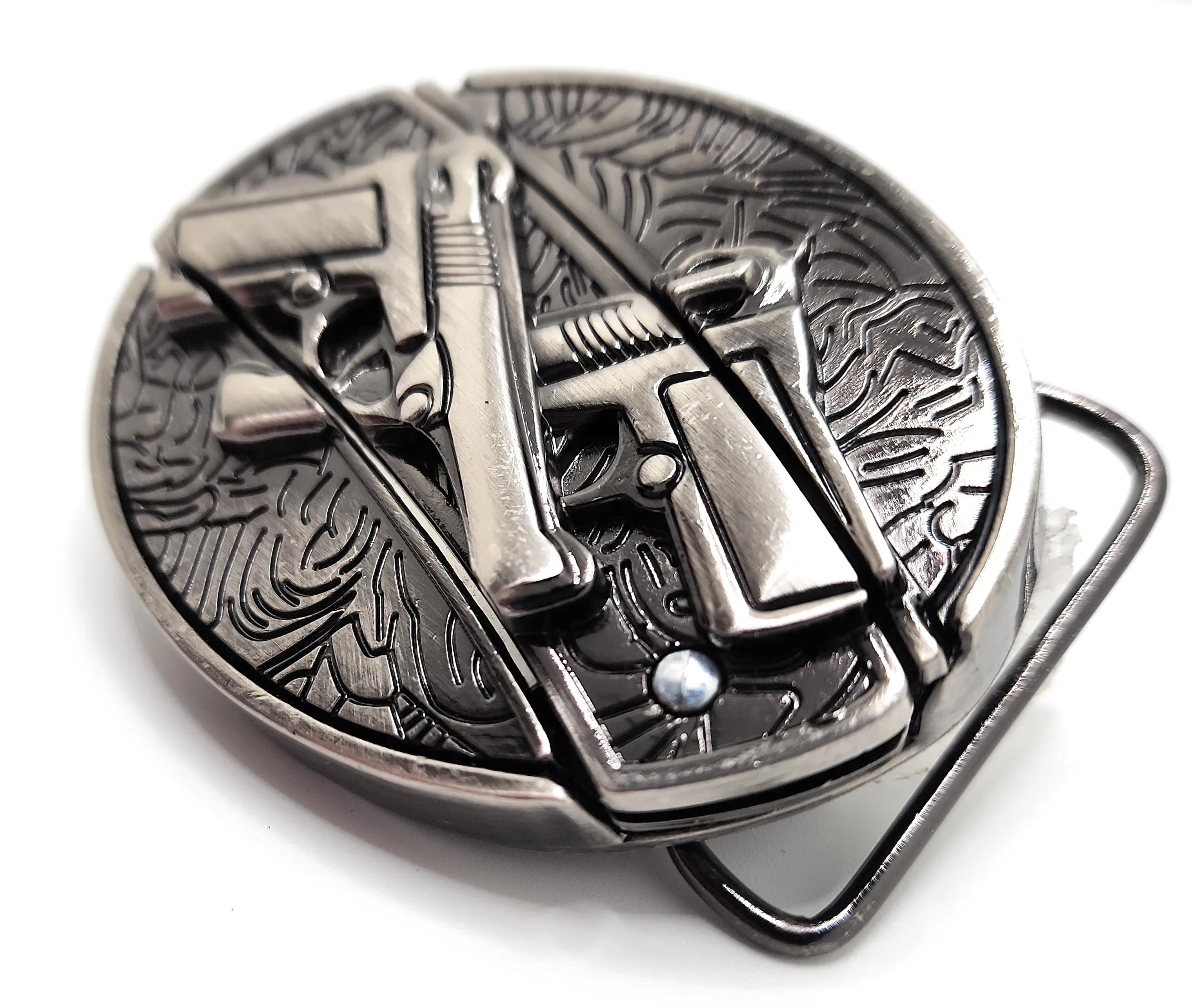 Dual 1911 Pistols Folding Knife Belt Buckle