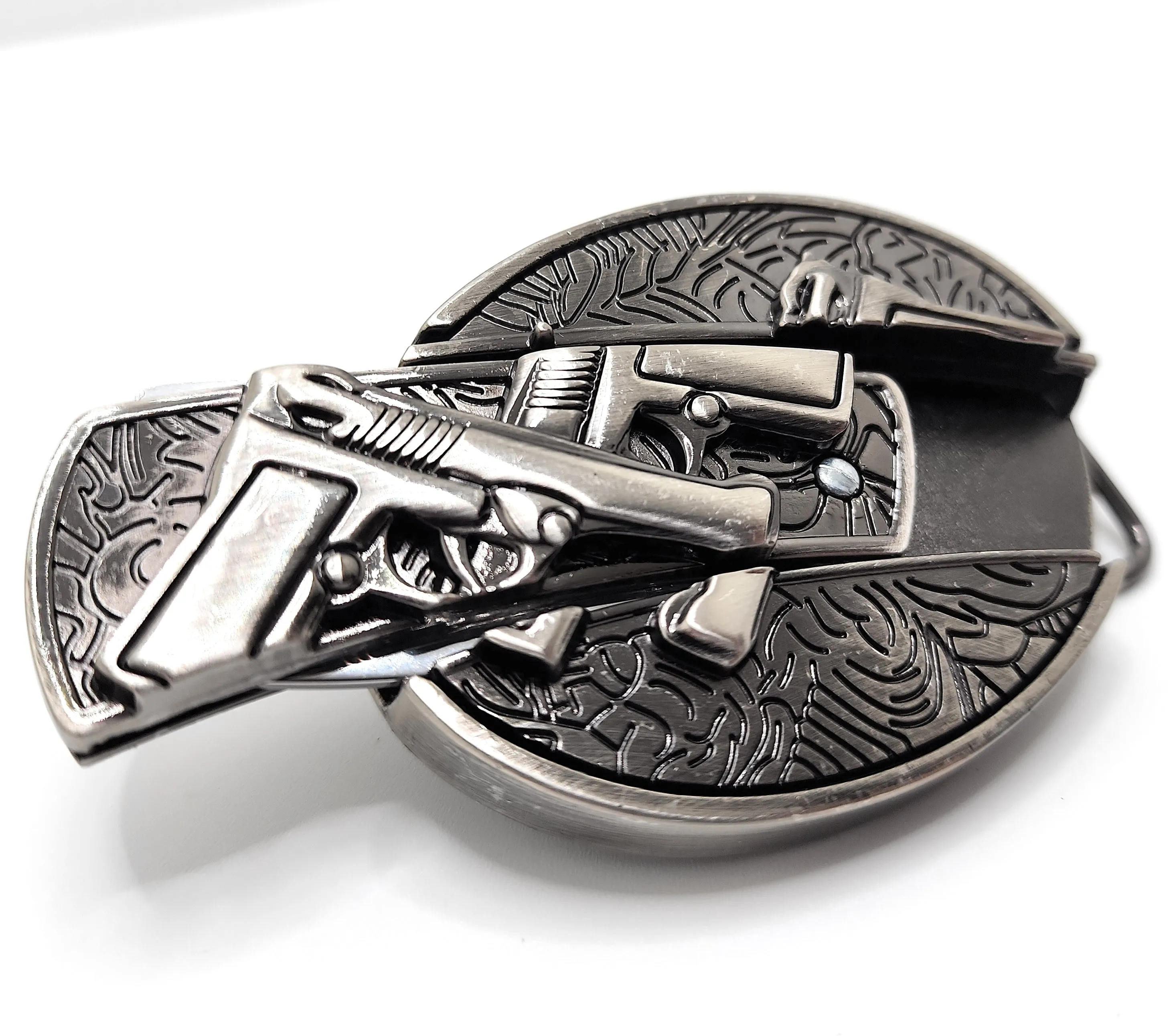 Dual 1911 Pistols Folding Knife Belt Buckle