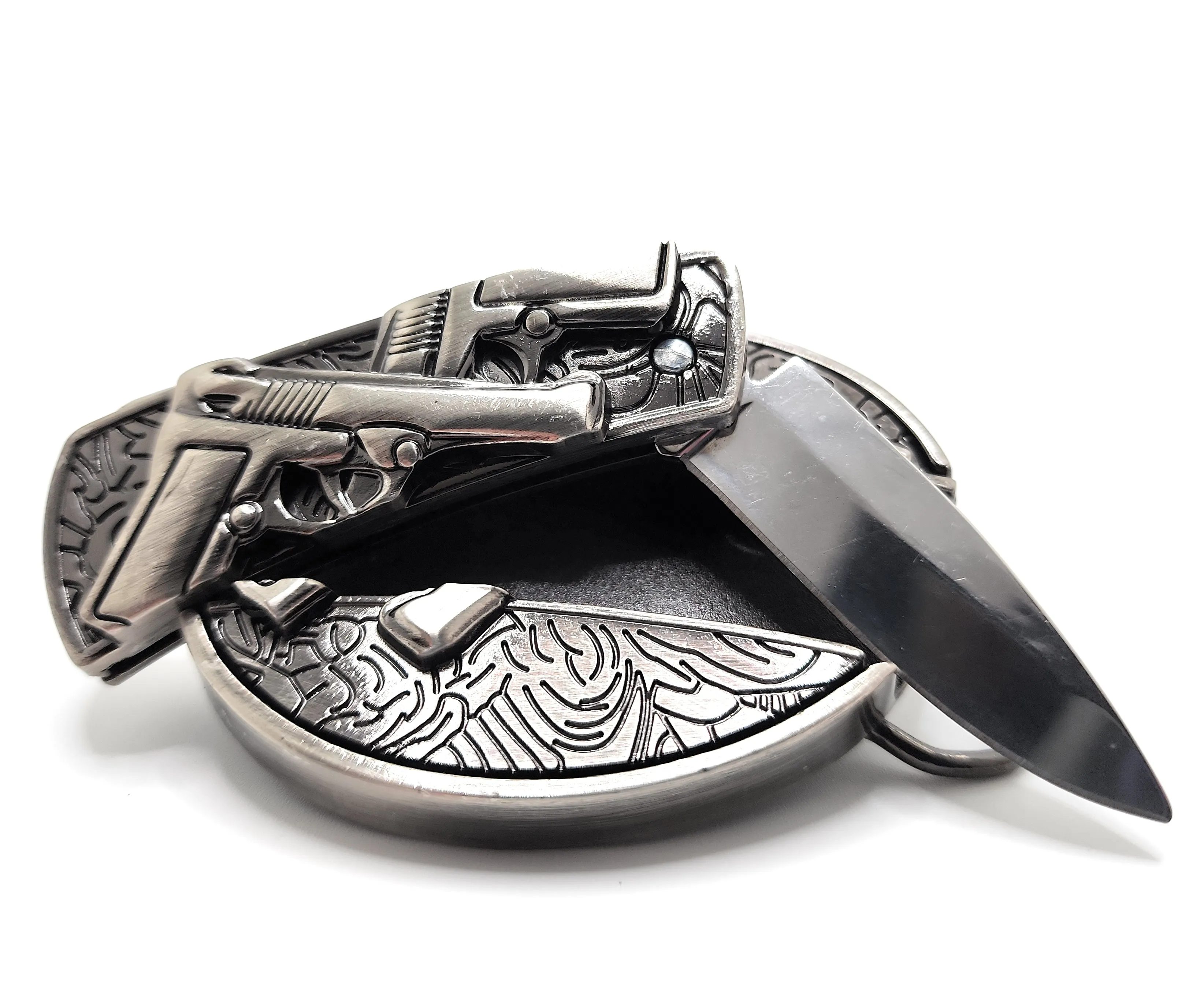Dual 1911 Pistols Folding Knife Belt Buckle