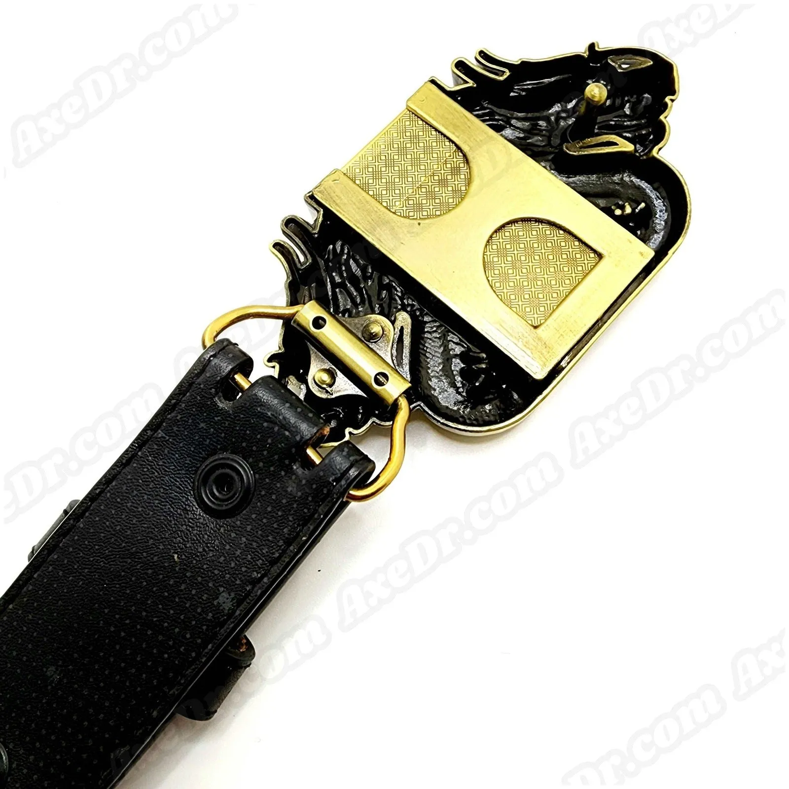 Dual Dragons Gold Lighter Belt Buckle / Push Button Lighter Holder Buckle