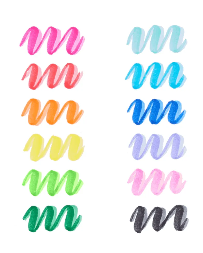 Dual Tone Double Ended Brush Markers - Set of 12/24 Colors