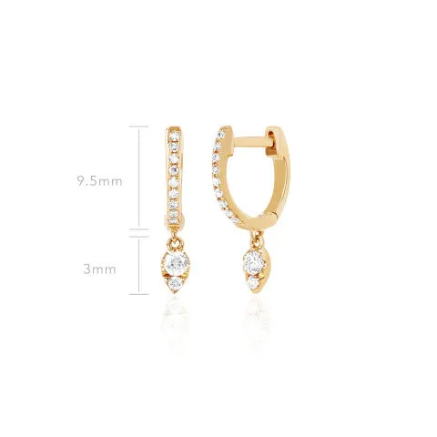 EF Collection Diamond Mini Huggie with Diamond Teardrop Drop Earring