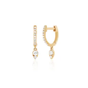 EF Collection Diamond Mini Huggie with Diamond Teardrop Drop Earring