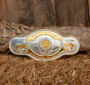EL CENTENARIO 50 PESOS mexican mariachi cowboy western Alpaca belt buckle