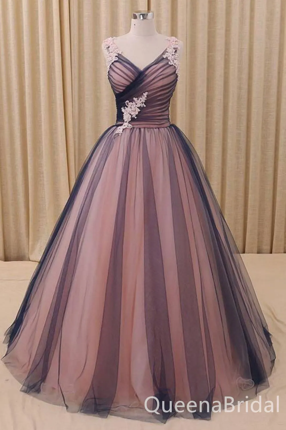 Elegant Flower Embroidery A-line Evening Gown Long Evening Party Prom Dresses ,WGP1251