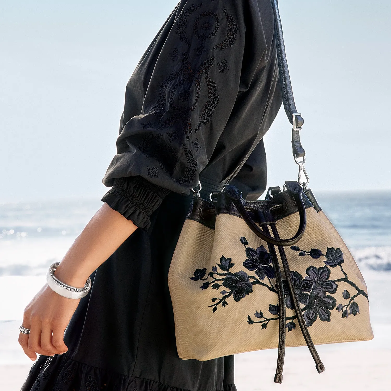 Elise Embroidered Drawstring Bag - H55173