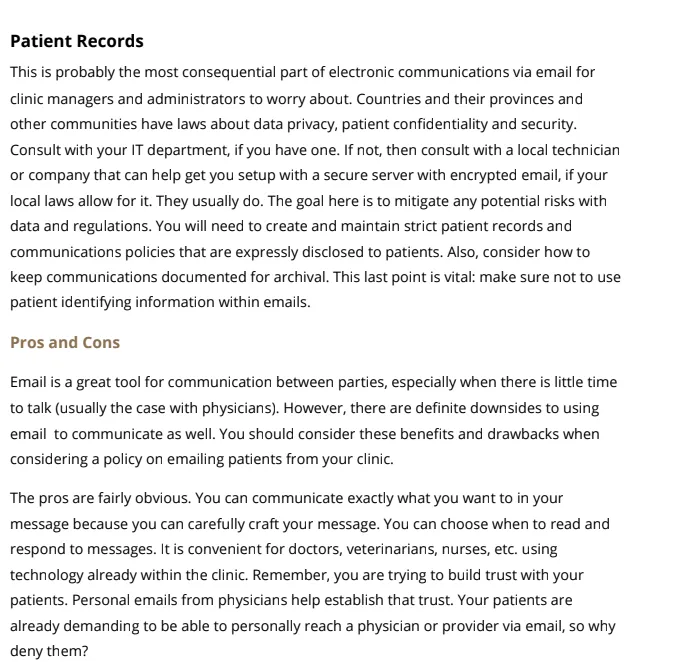 Email Correspondence with Patients Article