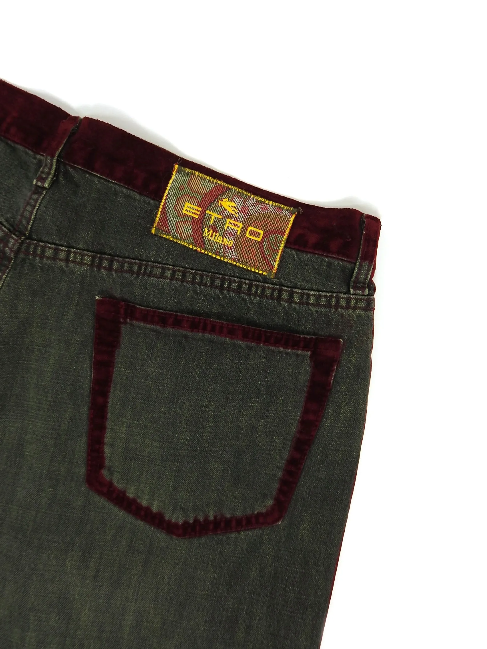 Etro Velour Trimmed Jeans Size 36