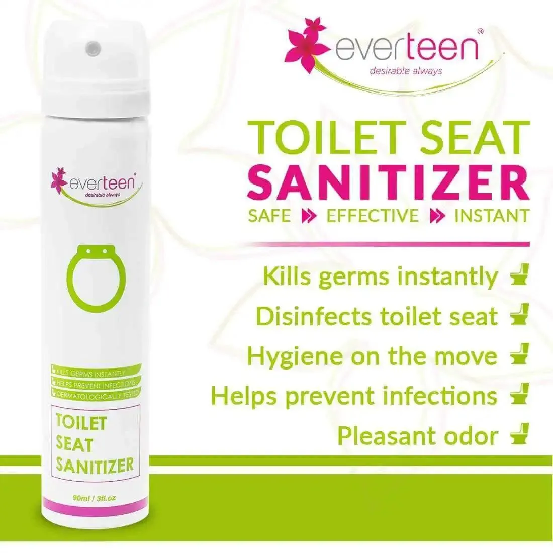 everteen Instant Toilet Seat Sanitizer Spray For Women - 90ml