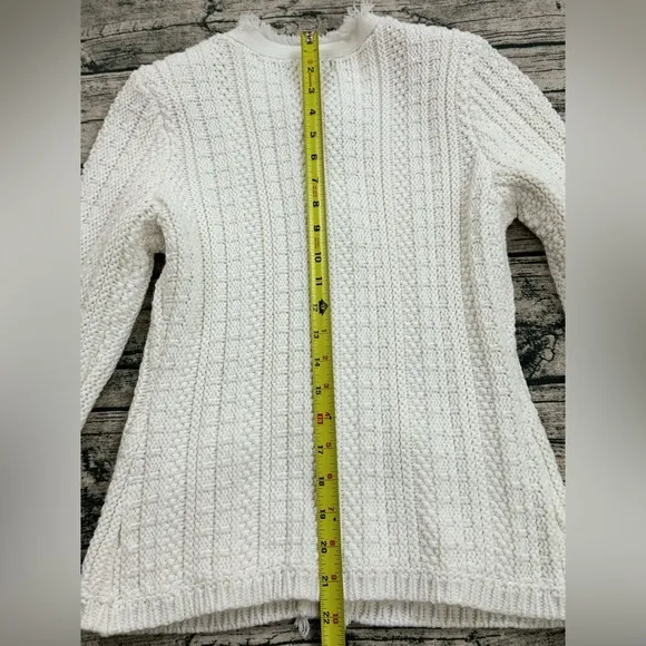 Express Women's Heavy Knit Button Sweater with Pockets, White, Size XS