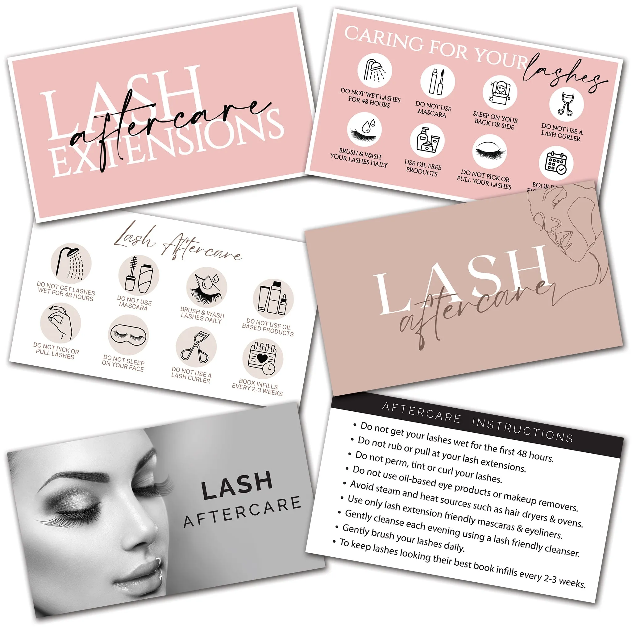 Eyelash Extension Aftercare Cards