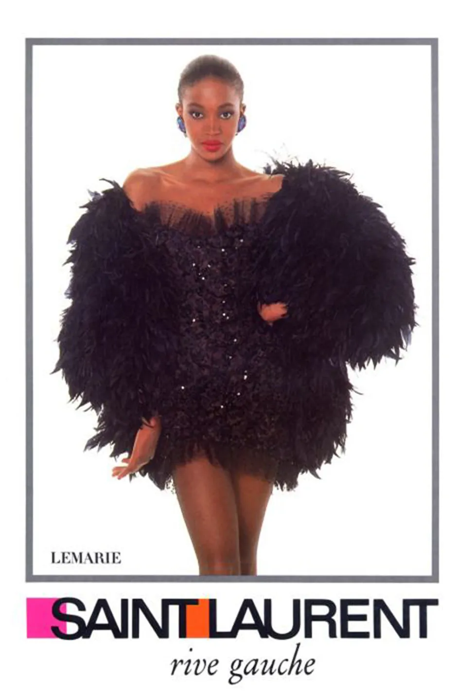 Fall 1987 Yves Saint Laurent Metallic Lame Lace & Black Sequin Bow Dress