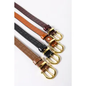 Faux Alligator Skin Leather Belt