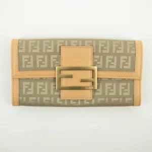Fendi Beige Zucca Zucchino Mamma Canvas x Leather Long Wallet #2374