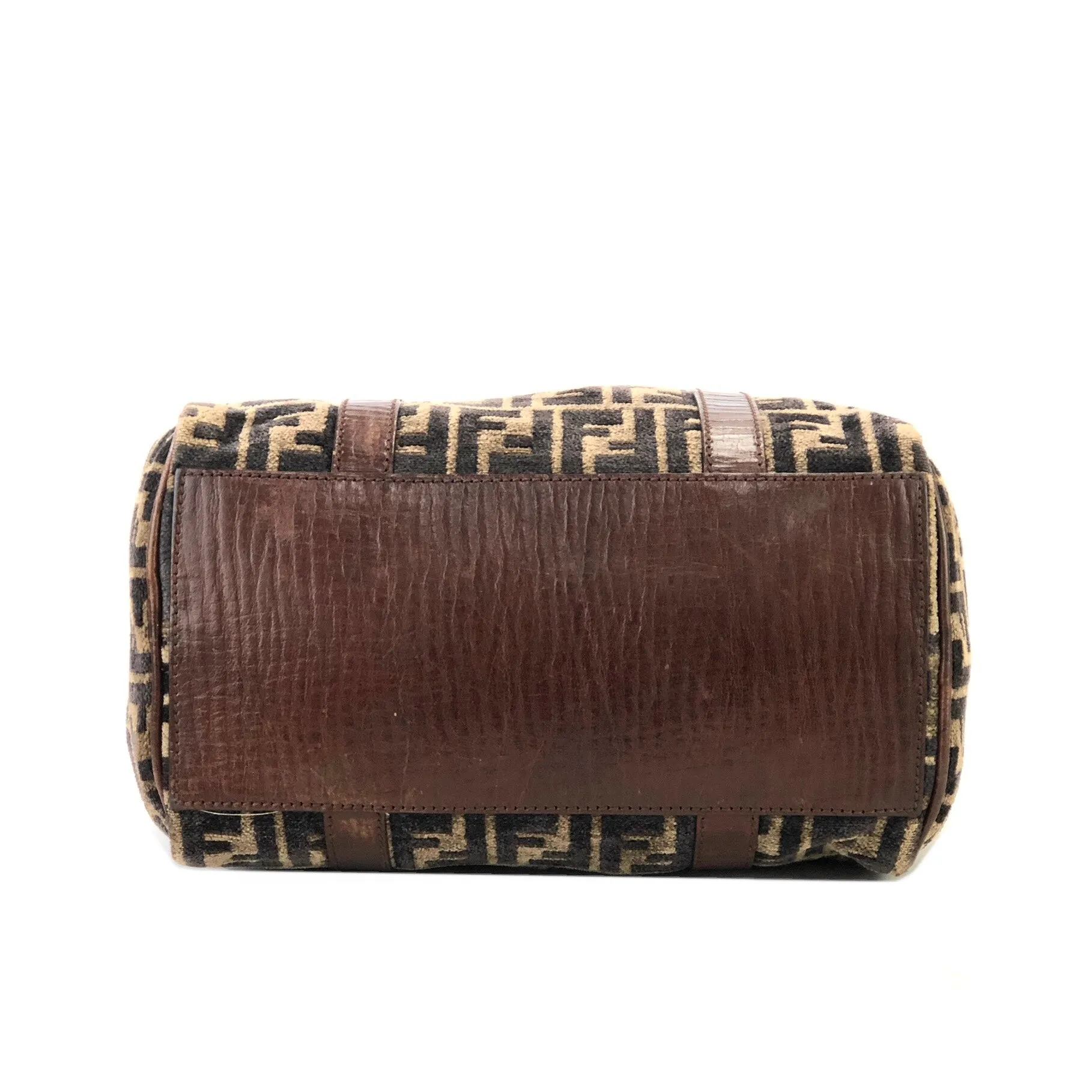 FENDI Zucca Velour Small Bostonbag Handbag Brown Vintage Old 3784cm
