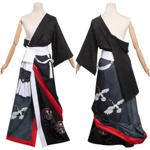 Final Fantasy XIV Night Crane Kimono Outfits Cosplay Costume Halloween Carnival Suit