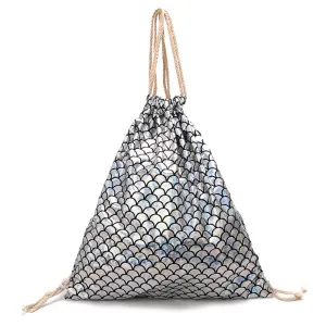 Fish Scale Laser Drawstring Backpack