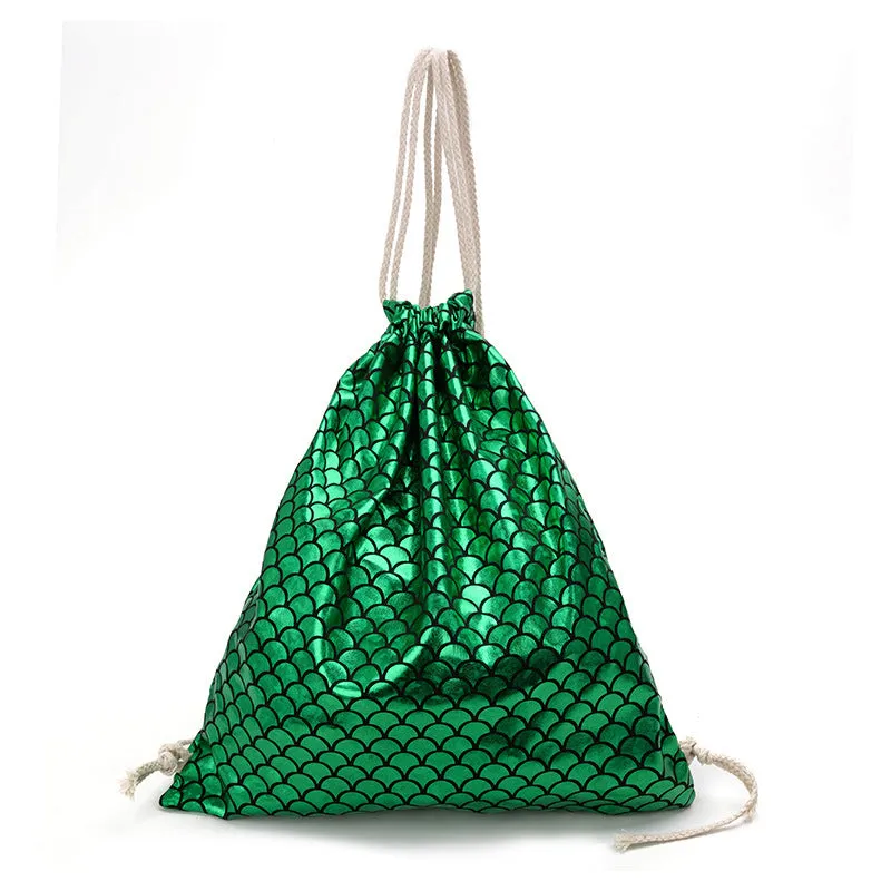 Fish Scale Laser Drawstring Backpack